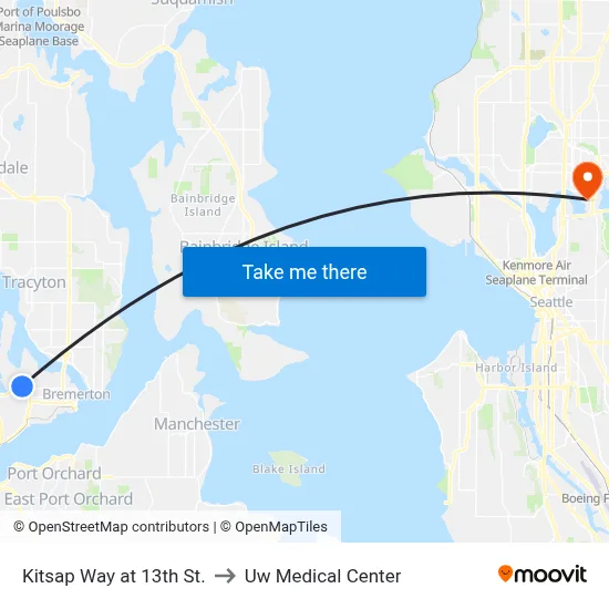 Kitsap Way at 13th St. to Uw Medical Center map