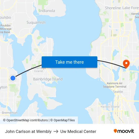 John Carlson at Wembly to Uw Medical Center map