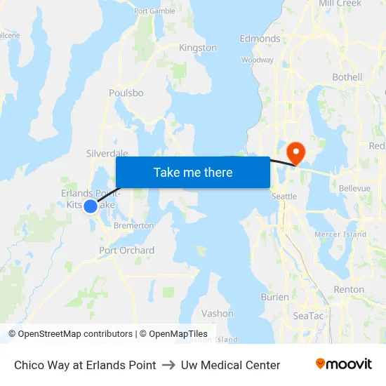 Chico Way at Erlands Point to Uw Medical Center map