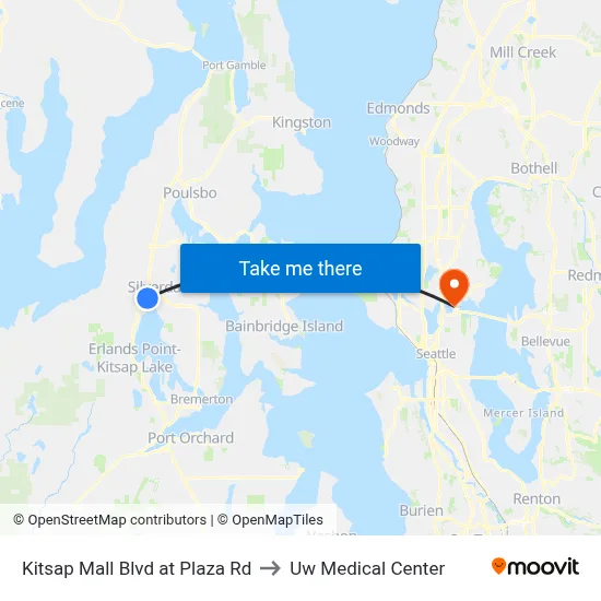 Kitsap Mall Blvd at Plaza Rd to Uw Medical Center map