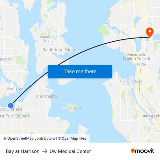 Bay at Harrison to Uw Medical Center map