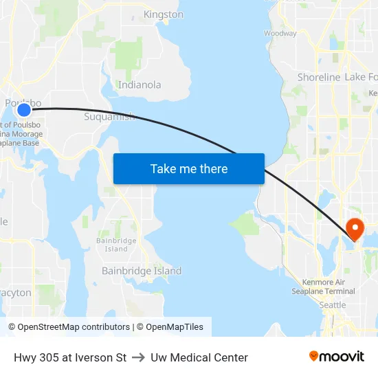 Hwy 305 at Iverson St to Uw Medical Center map