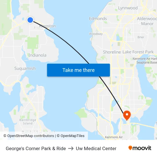 George's Corner Park & Ride to Uw Medical Center map