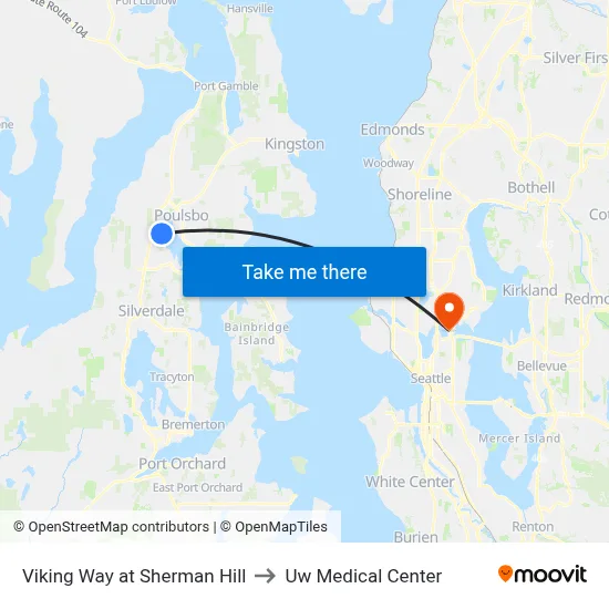 Viking Way at Sherman Hill to Uw Medical Center map