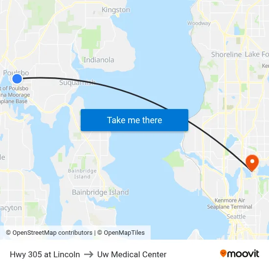 Hwy 305 at Lincoln to Uw Medical Center map