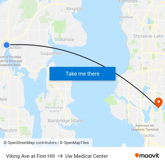 Viking Ave at Finn Hill to Uw Medical Center map