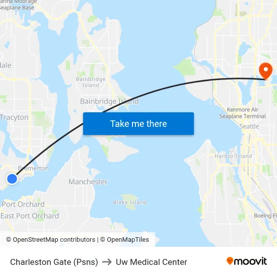 Charleston Gate (Psns) to Uw Medical Center map