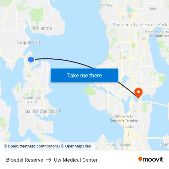 Bloedel Reserve to Uw Medical Center map