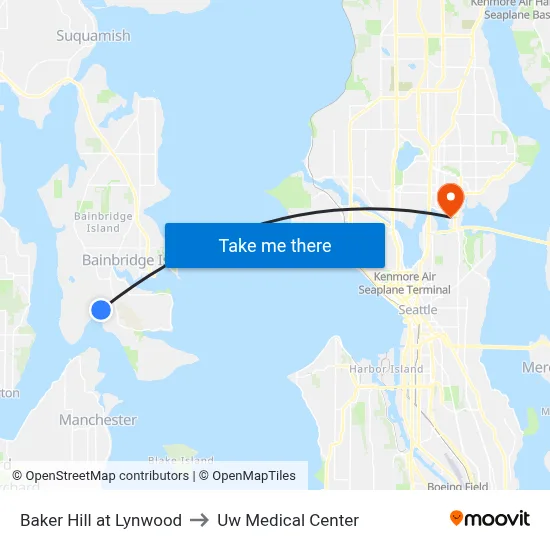 Baker Hill at Lynwood to Uw Medical Center map