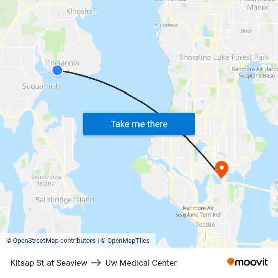 Kitsap St at Seaview Ave to Uw Medical Center map