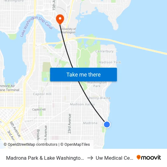 Madrona Park & Lake Washington Blvd to Uw Medical Center map