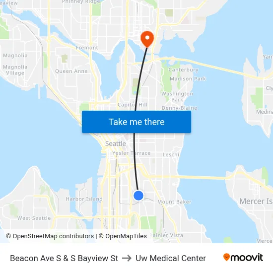 Beacon Ave S & S Bayview St to Uw Medical Center map