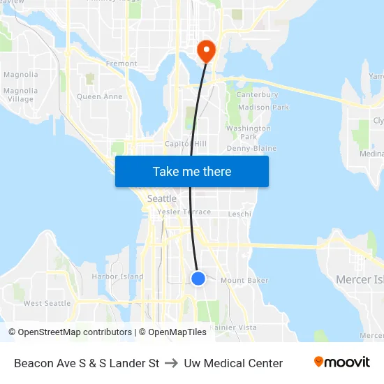 Beacon Ave S & S Lander St to Uw Medical Center map