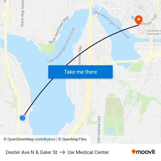 Dexter Ave N & Galer St to Uw Medical Center map