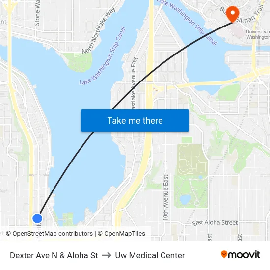 Dexter Ave N & Aloha St to Uw Medical Center map