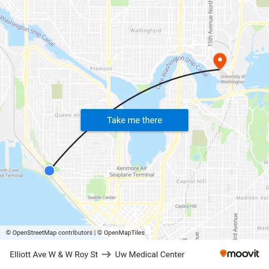 Elliott Ave W & W Roy St to Uw Medical Center map