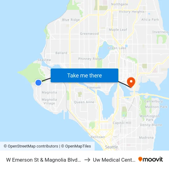 W Emerson St & Magnolia Blvd W to Uw Medical Center map