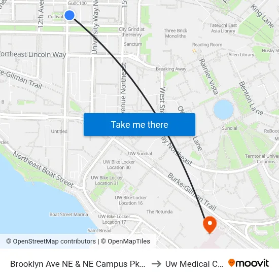 Brooklyn Ave NE & NE Campus Pkwy - Bay 3 to Uw Medical Center map