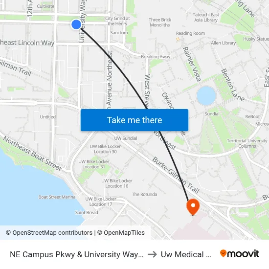 NE Campus Pkwy & University Way NE - Bay 2 to Uw Medical Center map