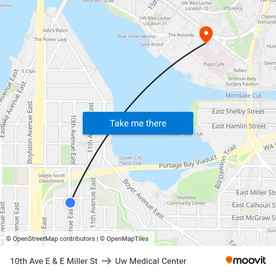 10th Ave E & E Miller St to Uw Medical Center map