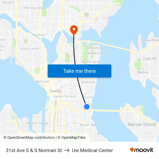 31st Ave S & S Norman St to Uw Medical Center map