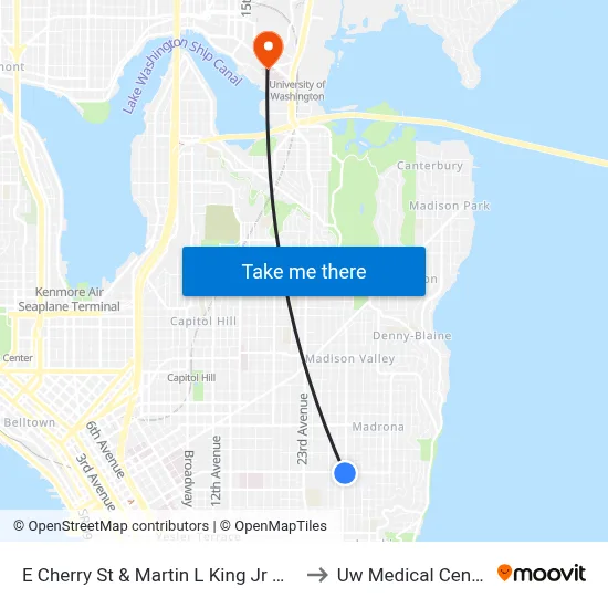 E Cherry St & Martin L King Jr Way to Uw Medical Center map