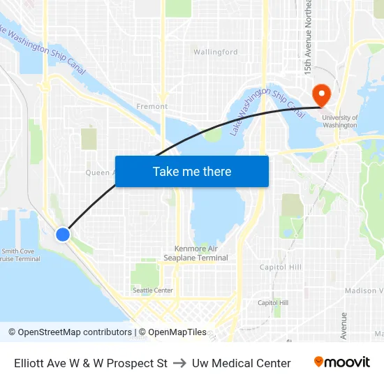 Elliott Ave W & W Prospect St to Uw Medical Center map