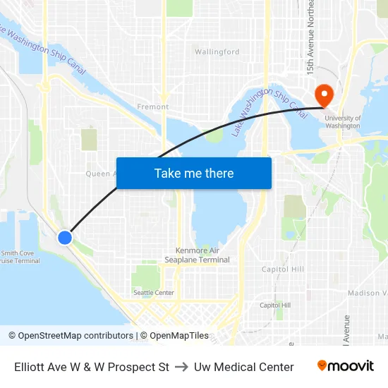 Elliott Ave W & W Prospect St to Uw Medical Center map