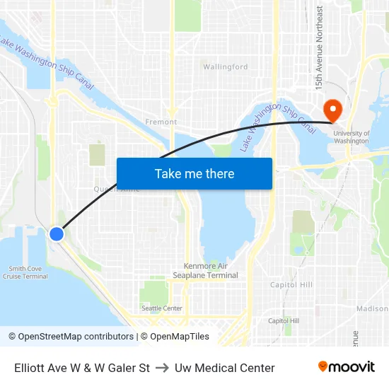Elliott Ave W & W Galer St to Uw Medical Center map