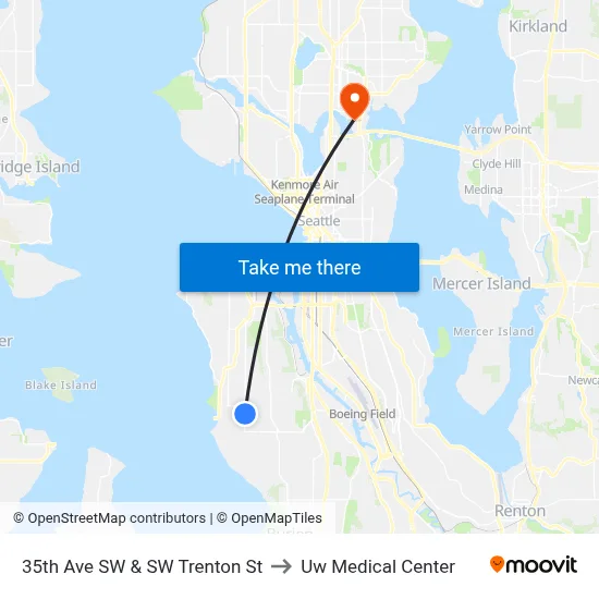 35th Ave SW & SW Trenton St to Uw Medical Center map