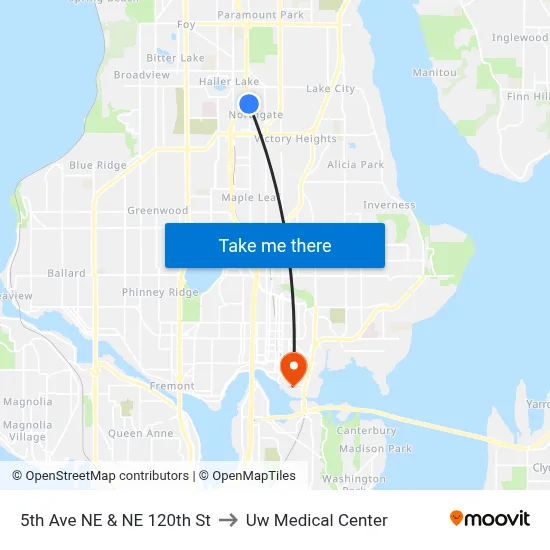 5th Ave NE & NE 120th St to Uw Medical Center map