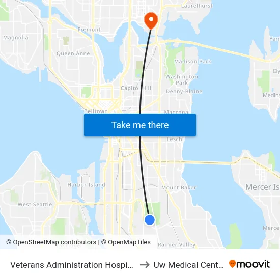 Veterans Administration Hospital to Uw Medical Center map
