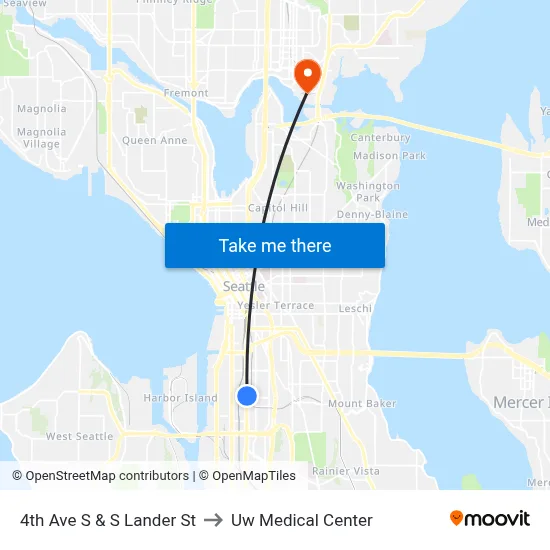 4th Ave S & S Lander St to Uw Medical Center map