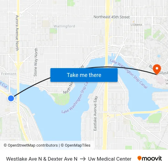 Westlake Ave N & Dexter Ave N to Uw Medical Center map