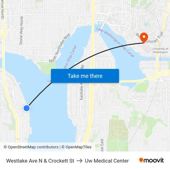 Westlake Ave N & Crockett St to Uw Medical Center map