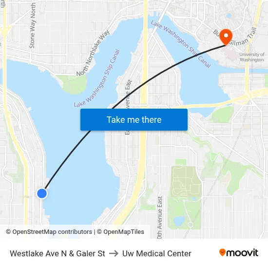 Westlake Ave N & Galer St to Uw Medical Center map