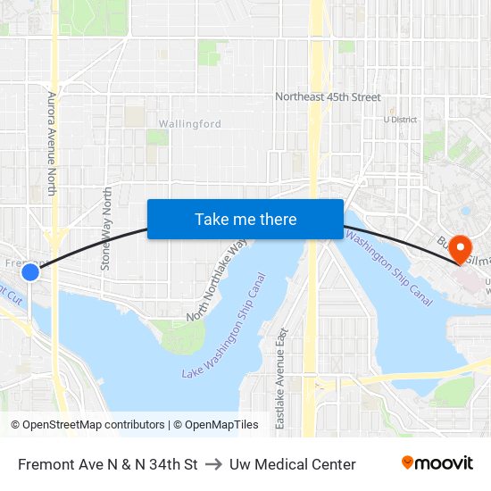 Fremont Ave N & N 34th St to Uw Medical Center map