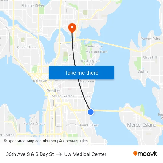 36th Ave S & S Day St to Uw Medical Center map