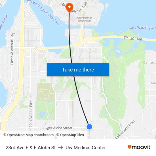 23rd Ave E & E Aloha St to Uw Medical Center map