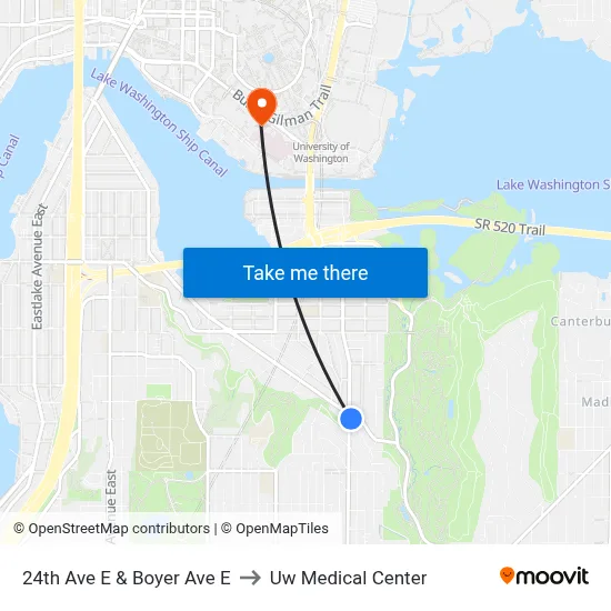 24th Ave E & Boyer Ave E to Uw Medical Center map