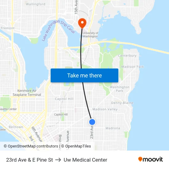 23rd Ave & E Pine St to Uw Medical Center map