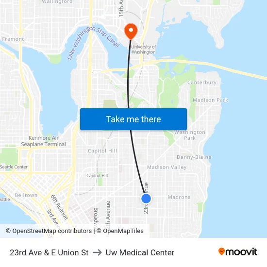 23rd Ave & E Union St to Uw Medical Center map