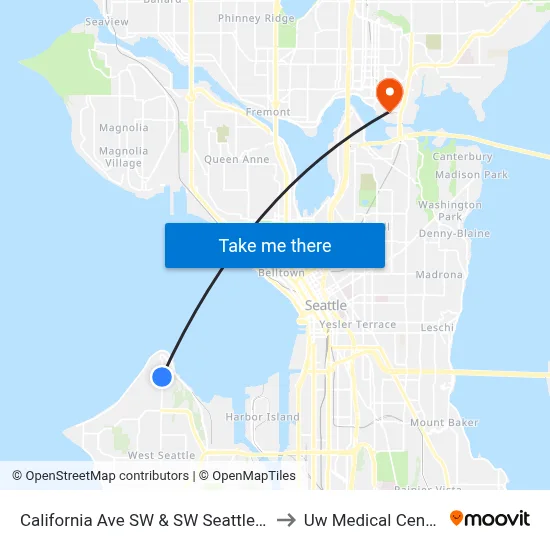 California Ave SW & SW Seattle St to Uw Medical Center map