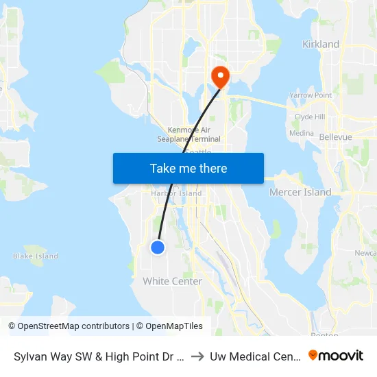 Sylvan Way SW & High Point Dr SW to Uw Medical Center map