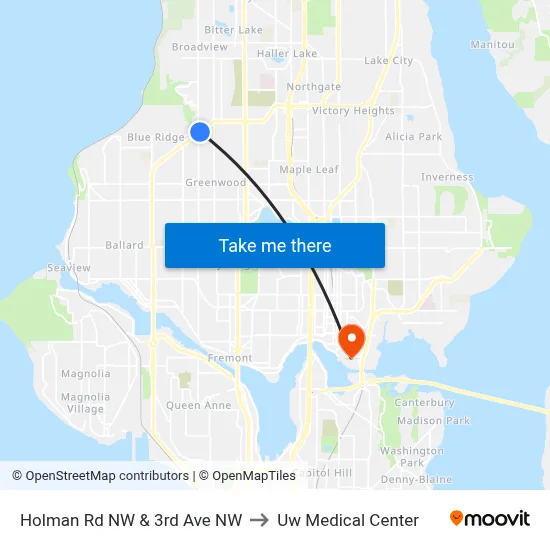 Holman Rd NW & 3rd Ave NW to Uw Medical Center map