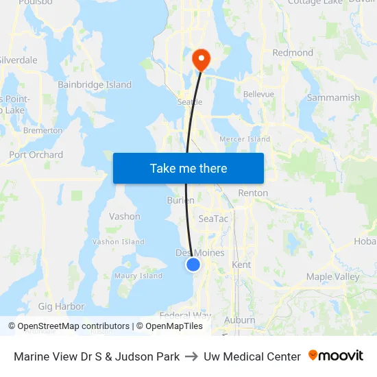 Marine View Dr S & Judson Park to Uw Medical Center map