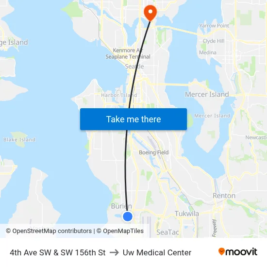 4th Ave SW & SW 156th St to Uw Medical Center map