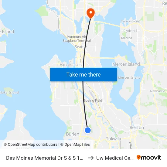 Des Moines Memorial Dr S & S 138th St to Uw Medical Center map