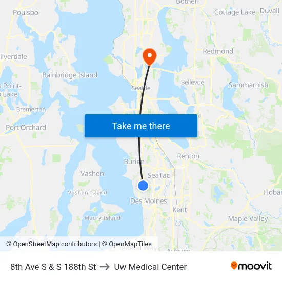8th Ave S & S 188th St to Uw Medical Center map
