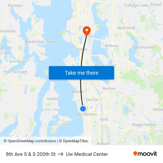 8th Ave S & S 200th St to Uw Medical Center map